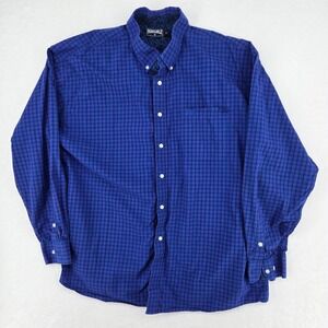 Panhandle Western Shirt Mens Blue XL  Plaid Long Sleeve Button Down Rodeo